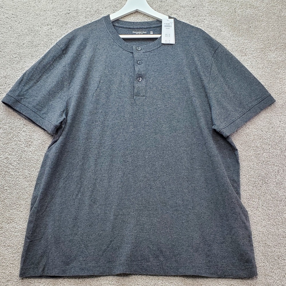 Abercrombie & Fitch Henley Shirt Mens XXL Gray New Short Sleeve Soft Tee